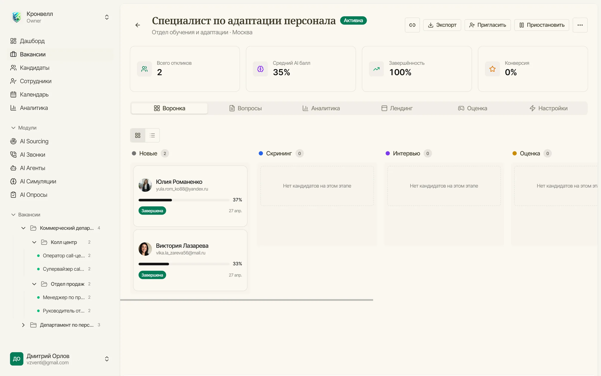 Воронка найма: этапы от отклика до оффера, конверсии между шагами, заторы и точки потери кандидатов